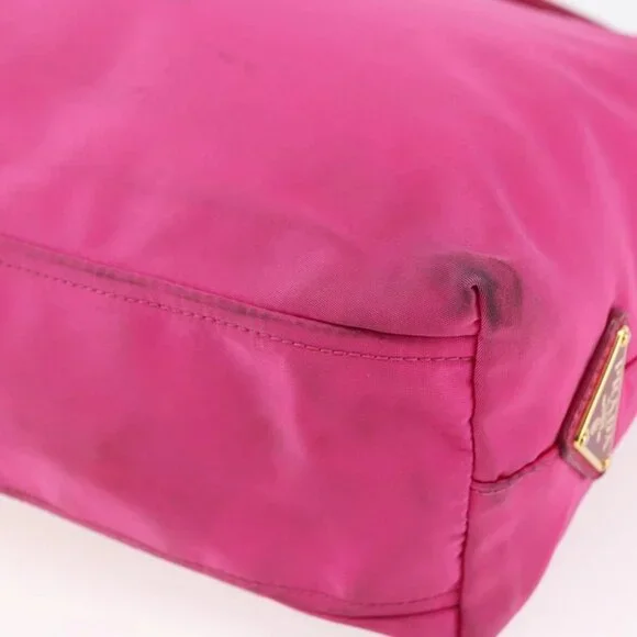 PRADA Hand Bag Nylon 2way Pink Gold Auth